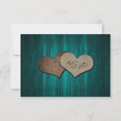 Teal Rustic Wood Mason Jar Rustic Fall Wedding RSVP Kaartje (Achterkant)