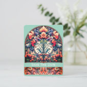Teal Save The Date Kaart Mucha Stijl (Staand voorkant)