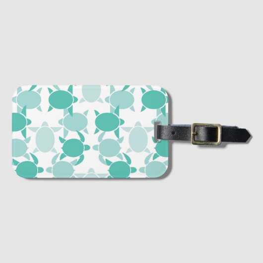 Teal Schildpad Patroon Bagagelabel (Voorkant (horizontaal))
