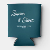 Teal Script Minimalist Wedding Blikjeskoeler (Voorkant)