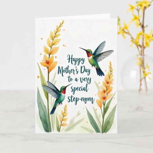 Teal Script Stiefmoeder Kaart (Gele Bloem)