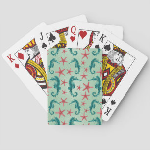 Teal Seahorse Pattern 2 Pokerkaarten