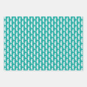 Teal Seahorse Pattern Inpakpapier Vel (Voorkant 3)