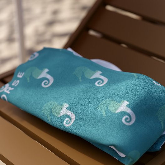 Teal Seahorse Pattern Ocean Green Strandlaken