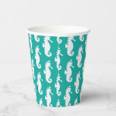 Teal Seahorse Pattern Papieren Bekers (Rechts)