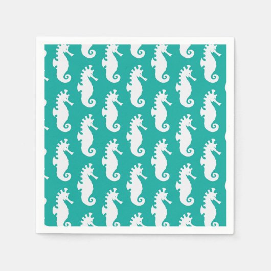 Teal Seahorse Pattern Servet (Voorkant)