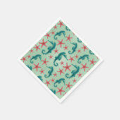 Teal Seahorse Pattern Servet (Hoek)