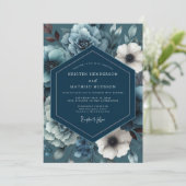 Teal Shadowy Moody Wedding Kaart (Staand voorkant)