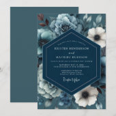 Teal Shadowy Moody Wedding Kaart (Voorkant / Achterkant)