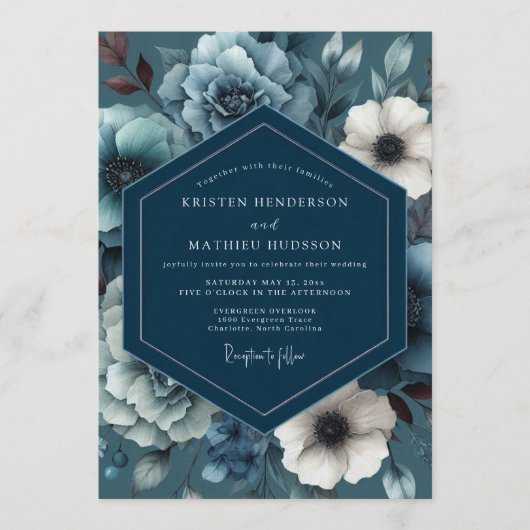 Teal Shadowy Moody Wedding Kaart (Voorkant)