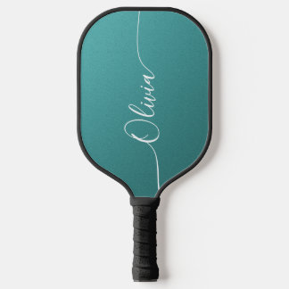 Teal Shimmer Op Maat Gemaakte Naam Pickleball Cade Paddle