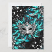 Teal Silver Sparkle Magical Night Masquerade Party Kaart (Achterkant)