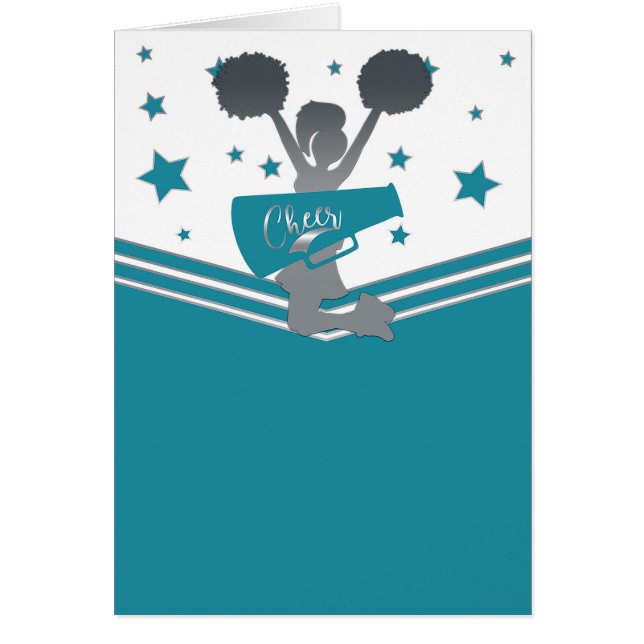 Teal Silver Stars Cheerleading Bedankt (Voorkant)