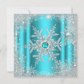 Teal Silver Winter Wonderland Sweet 16 Kaart (Achterkant)