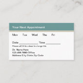 Teal Simple Budget Medical Appointment Cards Afsprakenkaartje (Voorkant)