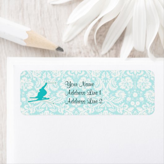 Teal Snow Skiing Etiket (Insitu)