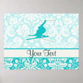 Teal Snow Skiing Poster (Voorkant)