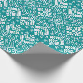 Teal Snowflake & Floral Fair Isle Christmas Cadeaupapier (Hoek)