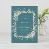 Teal Soft Bloom Romance Wedding Kaart (Staand voorkant)