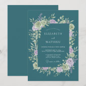 Teal Soft Bloom Romance Wedding Kaart (Voorkant / Achterkant)