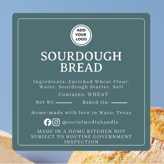 Teal Sourdough Ingredient Cottage Law Sticker