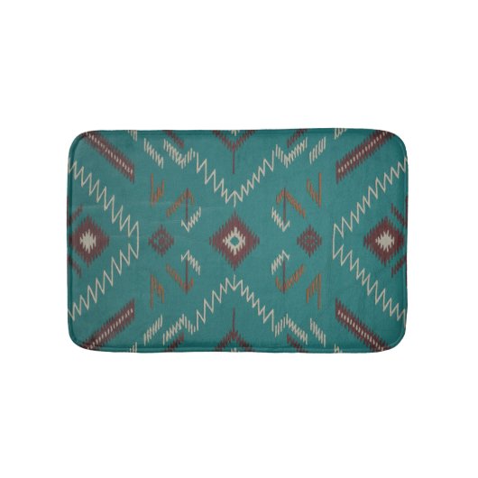 Teal Southwest Navajo Geometric Badmat (Voorkant)