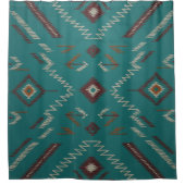 Teal Southwest Navajo Geometric Douchegordijn (Voorkant)