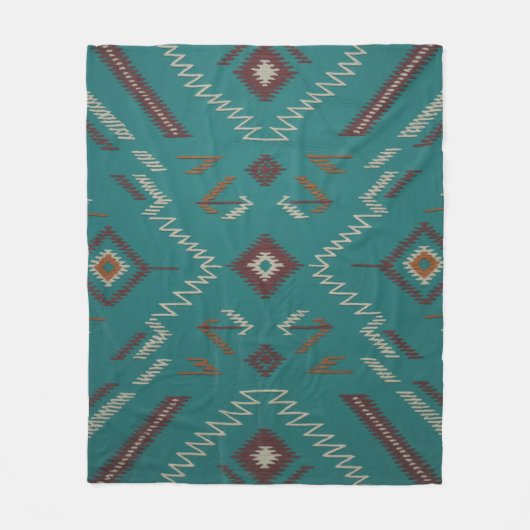 Teal Southwest Navajo Geometric Fleece Deken (Voorkant)