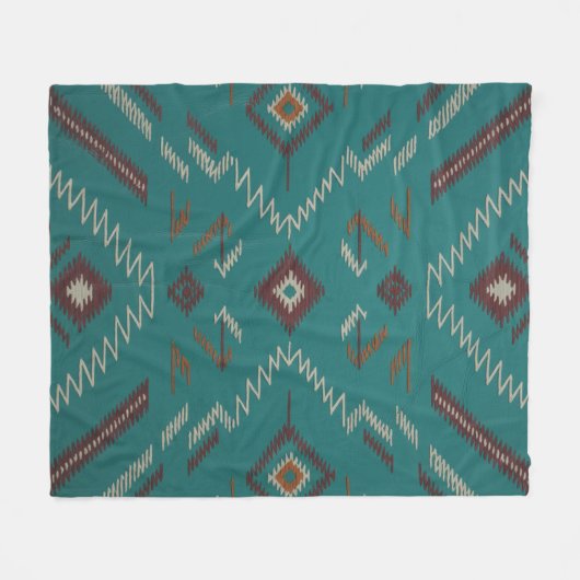 Teal Southwest Navajo Geometric Fleece Deken (Voorkant (Horizontaal))