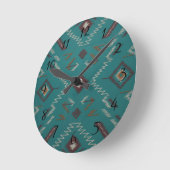 Teal Southwest Navajo Geometric Ronde Klok (Hoek)