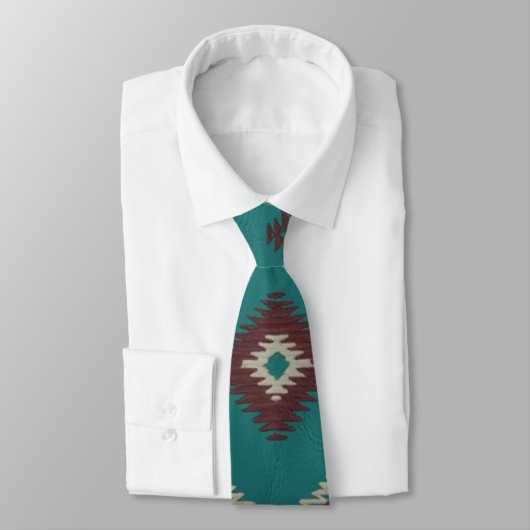 Teal Southwest Navajo Geometric Stropdas (Gebonden)