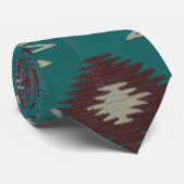 Teal Southwest Navajo Geometric Stropdas (Opgerold)