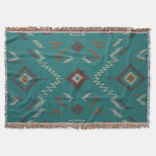 Teal Southwest Navajo Geometrisch Deken