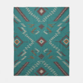 Teal Southwest Navajo Geometrisch Fleece Deken (Voorkant)