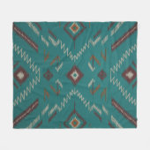 Teal Southwest Navajo Geometrisch Fleece Deken (Voorkant (Horizontaal))