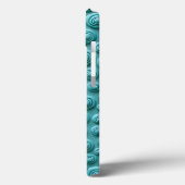 Teal Spiral Pattern iPhone Case Stylish Look (Achterkant / Links)
