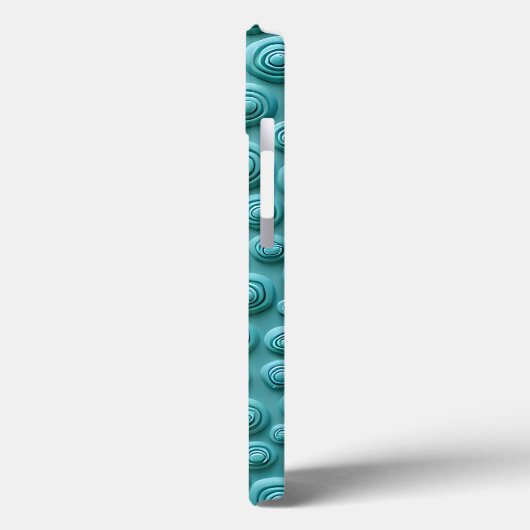 Teal Spiral Pattern iPhone Case Stylish Look (Achterkant / Links)