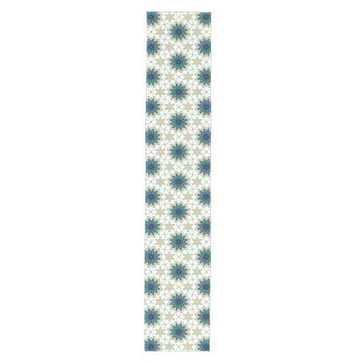 Teal Starburst Tile Pattern Medium Tafelloper (Voorkant)