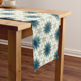 Teal Starburst Tile Pattern Medium Tafelloper