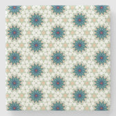 Teal Starburst Tile Pattern Stenen Onderzetter (Voorkant)