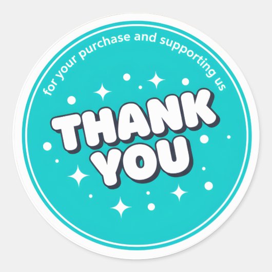 Teal Stars Thank You Business Sticker (Voorkant)