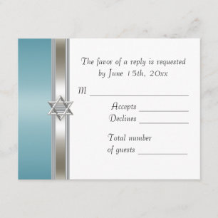 Teal Ster van David RSVP Kaartje