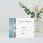 Teal Ster van David RSVP Kaartje (Staand voorkant)