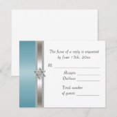 Teal Ster van David RSVP Kaartje (Voorkant / Achterkant)