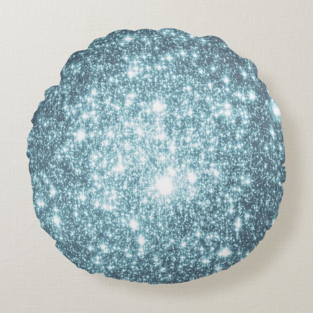 Teal Sterren Ronde Kussen (Voorkant)