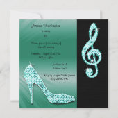 Teal Stiletto & Treble Clef 19e Verjaardag Kaart (Achterkant)