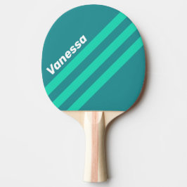 Teal Strandbries met Schuine Strepen en Naam Tafeltennisbatje