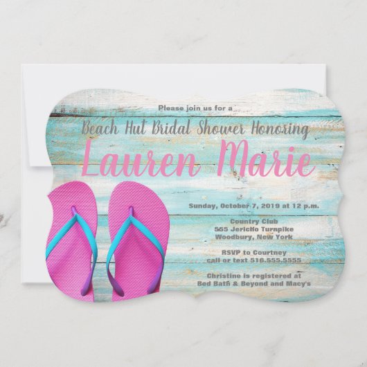 Teal strandhut Flip Flops Bruidsmeisjesfeest Kaart (Voorkant)
