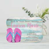 Teal strandhut Flip Flops Bruidsmeisjesfeest Kaart (Staand voorkant)