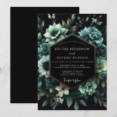Teal Succulent Bloom Wedding Kaart (Voorkant / Achterkant)